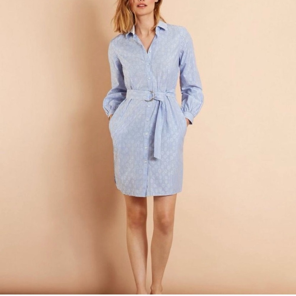 Brooks Brothers Striped Blue Shirt Dress.
Belt not included. Size 10.